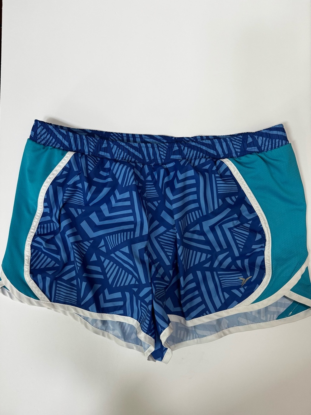 Old Navy Turquoise & Royal Blue White Trim Athletic Running Shorts Womens Medium